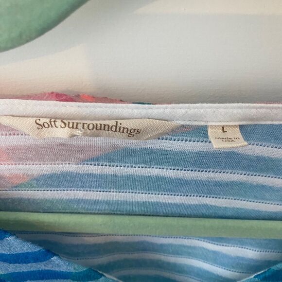 SOFT SURROUNDINGS Women’s Large Ribbed Floral Top Tropical Colorful Tunic Blouse - Picture 5 of 8